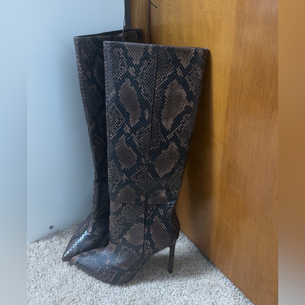 Express Snakeskin Pattern Knee-High Boots Size 7